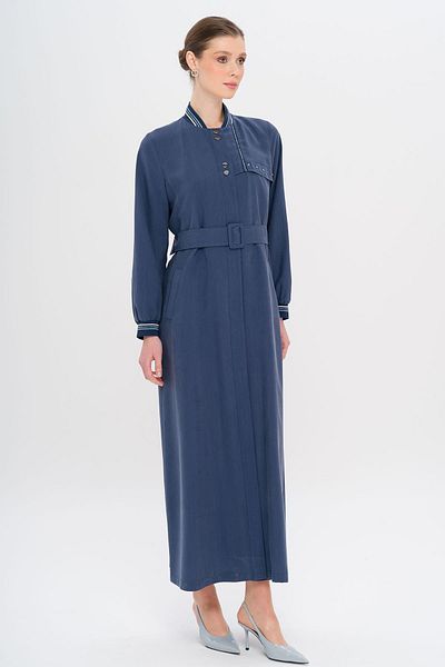 Olcay Rib Detailed Unlined Modal Overcoat Indigo 6744