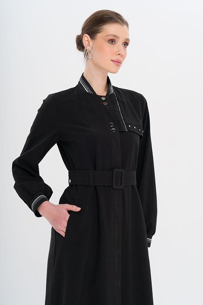 Olcay Rib Detailed Unlined Modal Overcoat Black 6744