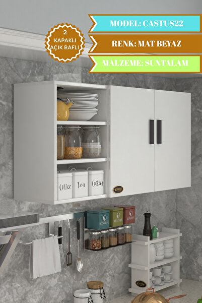 Kenzlife Hazır Mutfak Castus22 Byz 060*120*22 Banyo Dolabı Kapaklı Raflı Arkalıklı