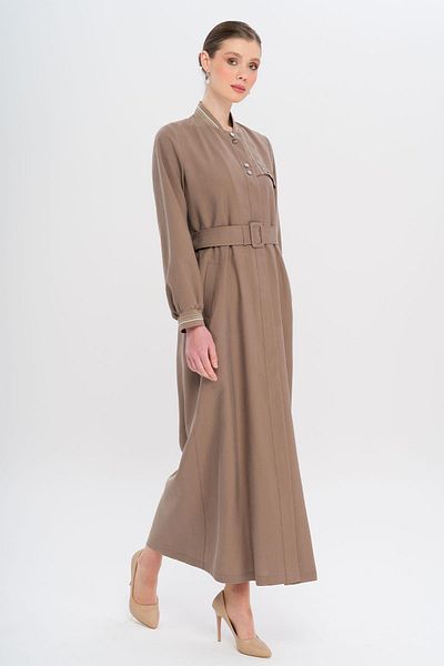 Olcay Rib Detailed Unlined Modal Overcoat A.Brown 6744