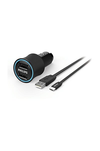 Philips DLP2553V Araç içi Şarj Cihazı & Micro Usb Kablo, Siyah