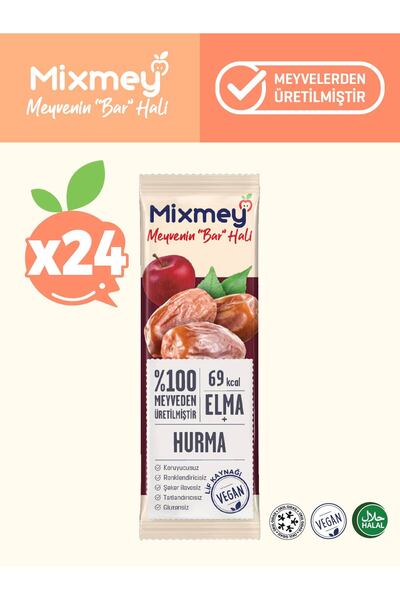 mixmey Hurma Meyve Bar | Doğal Hurma Enerji Barı - 20gr X 24 Adet