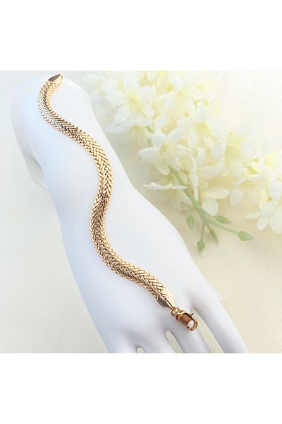 Kyver Women's Bracelet Flat Herringbone Model Tarnish-Free Xuping 14 Carat Gold 19 cm
