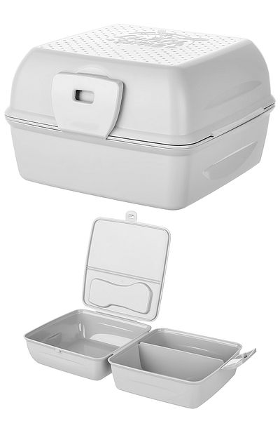 Emofom Creo 3 Compartment Feeding Bowl 1300 ml Food Storage Container (15 X 15 X 9 cm)