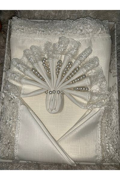 Cardea Home Collection Set fata de masa din stofa Shantuk 26 piese pentru 12 persoane