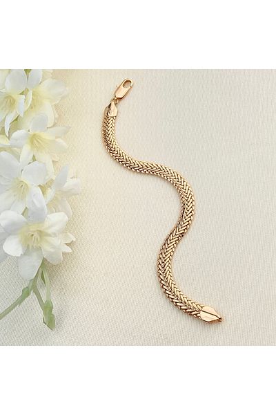 Kyver Women's Bracelet Flat Herringbone Model Tarnish-Free Xuping 14 Carat Gold 19 cm