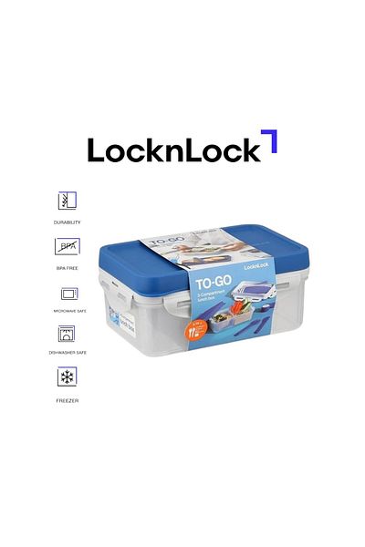 locknlock To Go 3-in-1 Lunchbox (Blue)