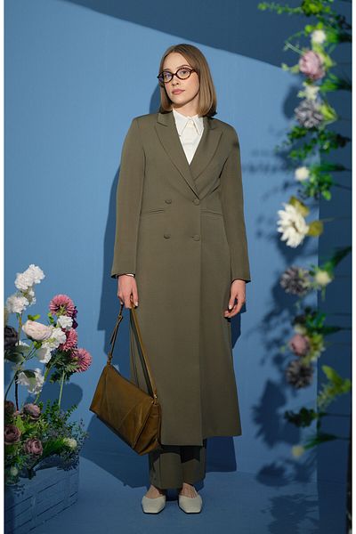 Fatma Atasoy Full Length Maxi Jacket Khaki