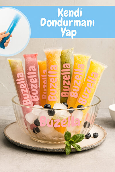 Dekals 40 Adet Tek Kullanımlık Buzella Torbası Kilitli Dondurucu Meyve Suyu Poşeti 5.5x22