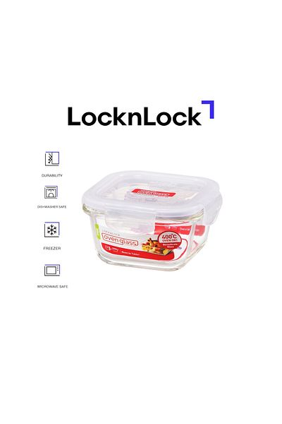 locknlock 300ml Oven Glass Square Container – Durable, Microwave Safe Food Storage Solution