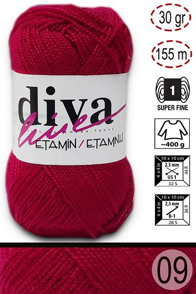 Diva İplik Diva Etamin Work Orlon 09 Ανοιχτό φούξια