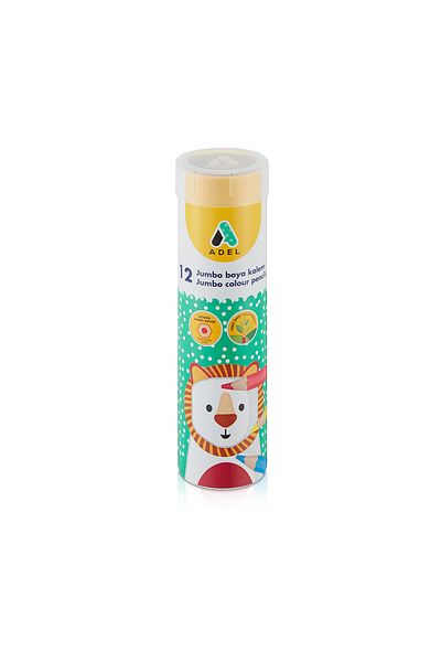 Adel 12Pcs Metal Tube Jumbo Hexa Full Size Crayons, High Quality Enamel, Triangular Body, Bright Colors