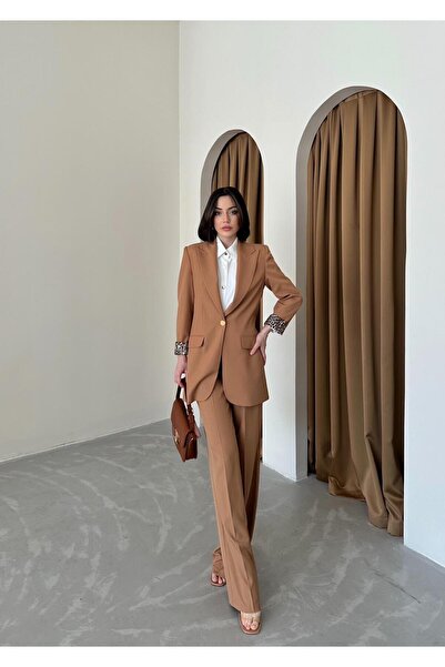 Vuntal BUTİK BLAZER CEKET  LEOPAR ASTARLI