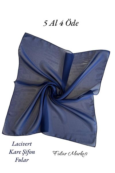Fular Marketi Buy 5 Pay 4 Square Chiffon Scarf, Women's Day, Mother's Day, Republic Day 48x48 Cm
