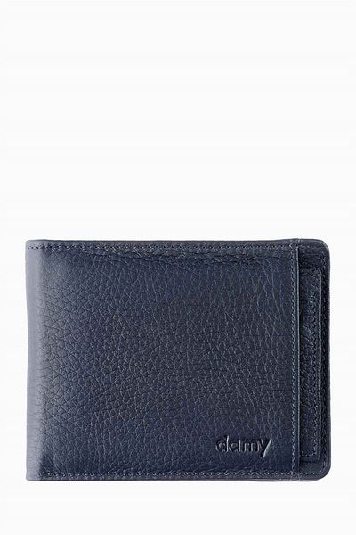 DAMY Genuine Leather Men's Wallet with Removable Compartment 340mg - Navy Blue