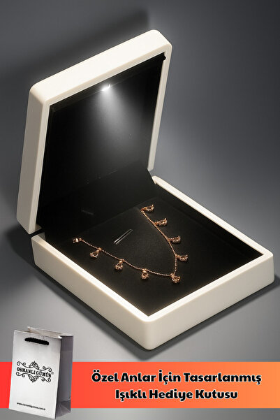 OSMANLI GÜMÜŞ Işıklı Lüks Beyaz Kolye Kutusu