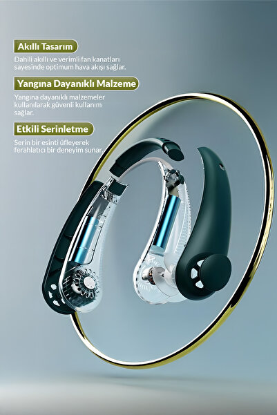 EN SİGA Yeni Nesil Şarjı Bıçaksız Akıllı Boyun Fanı 3 Hız Kademeli Serinletici Vantilatör