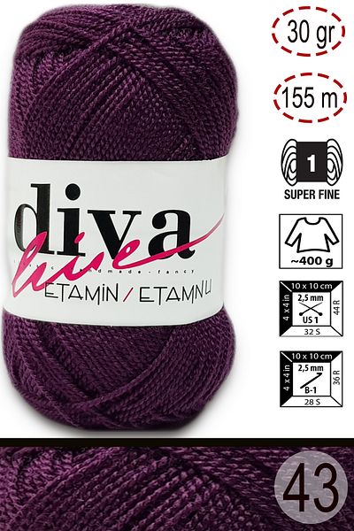 Diva İplik Diva Line Diva Etamin Business Orlon 42 μελιτζάνα