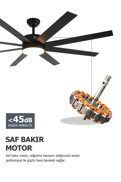 DLC GROUP DLC ZEPHYR SİYAH TAVAN VANTİLATÖRÜ LED 162CM