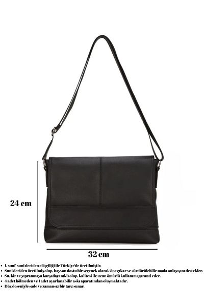 CERFF LEATHER CLUP Poștaș și servietă neagră unisex