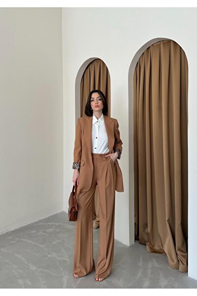 Vuntal BUTİK BLAZER CEKET  LEOPAR ASTARLI