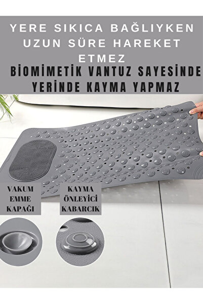 MappleHome Vantuzlu Banyo ve Duş Kaydırmazı Duşa Kabin Küvet İçi Vantuzlu Banyo Paspası 36x69,5 cm