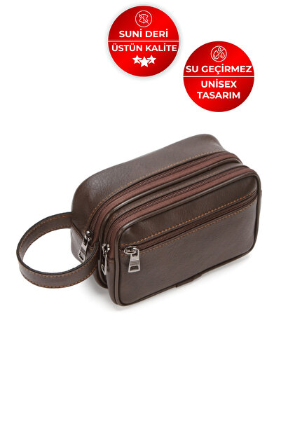 CERFF LEATHER CLUP Unisex Kaliteli Suni Deri & Üç Bölmeli Portföy & Clutch El...