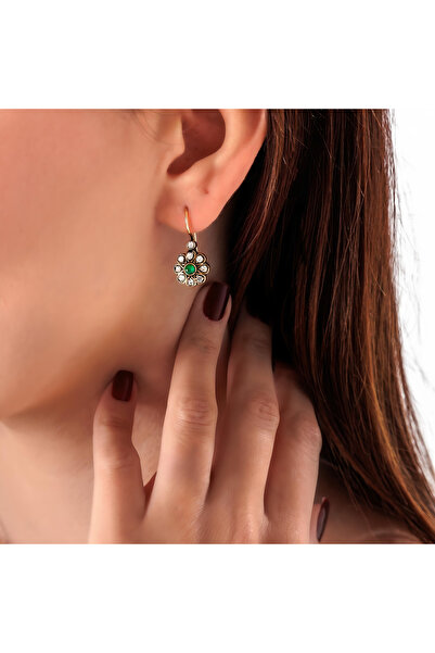 Atelier LEO Handmade Jewellery HARMONİ MİNİ ÇİÇEK KÖK YEŞİL BAKIR EL YAPIMI K...