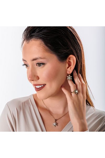 Atelier LEO Handmade Jewellery June Night Pearl Copper Handmade Crystal Stone Blackening Free Women's Earrings Special Boxed