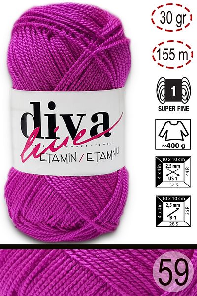 Diva İplik Diva Etamin Business Orlon 59 Σικλαμένο
