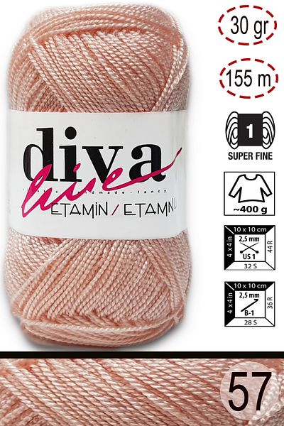 Diva İplik Diva Line Diva Etamine Work Orlon 57 Σολομός