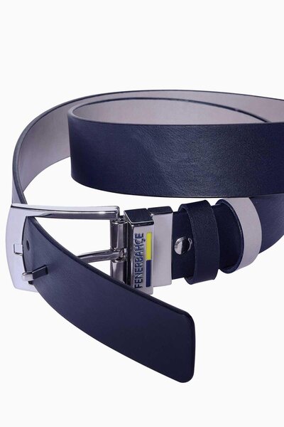 Fenerbahçe Genuine Leather Double Sided Sports Belt Navy Blue - Anthracite - ...