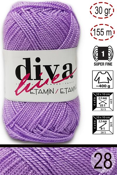 Diva İplik Diva Etamin Business Orlon 28 Λιλά