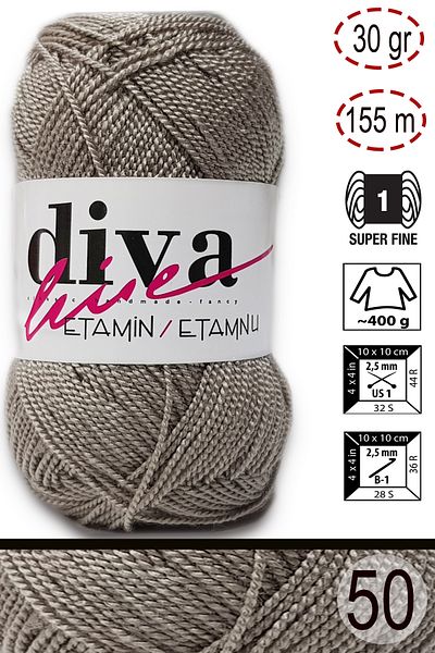 Diva İplik Diva Line Diva Etamin Business Orlon 50 Σκούρο Μπεζ