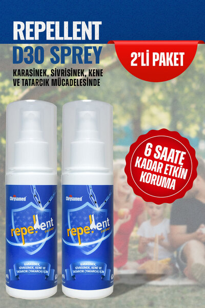 Chrysamed Sivrisinek Kovucu Sinek İlacı Kene İlacı Karasinek Yakarca Sinek Kovucu 2'li Su Bazlı Repellent D30