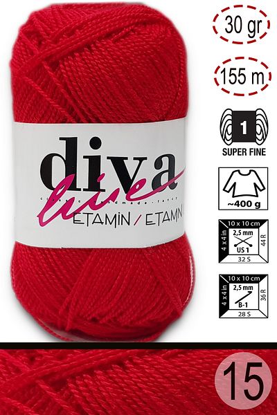 Diva İplik Diva Line Diva Etamin Business Orlon 15 Κόκκινο