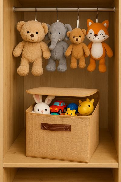 ON-ARS TEKSTİL 2 Pieces Jute Lid Closet Laundry Toy Organizer Folding Storage Box 30X30X30