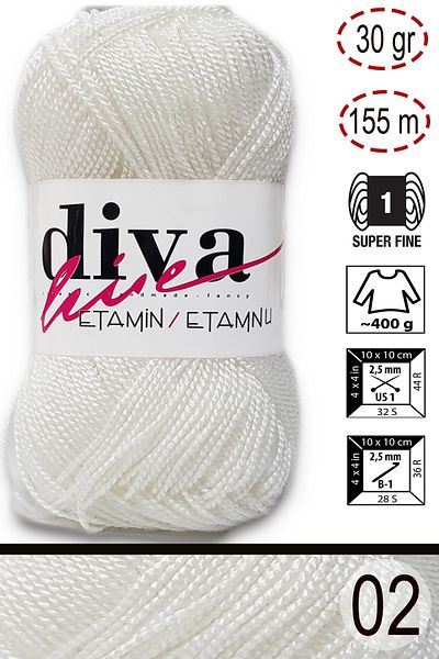 Diva İplik Diva Etamin Work Orlo 02 Λευκό