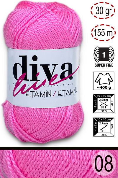 Diva İplik Diva Etamin Business Orlon 08 Βαμβακερή ζάχαρη