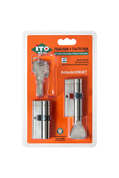 İTO KİLİT İTO 68 mm Tuzaklı İkiz Silindir Barel Seti - Karşılıklı Açılır - Çe...