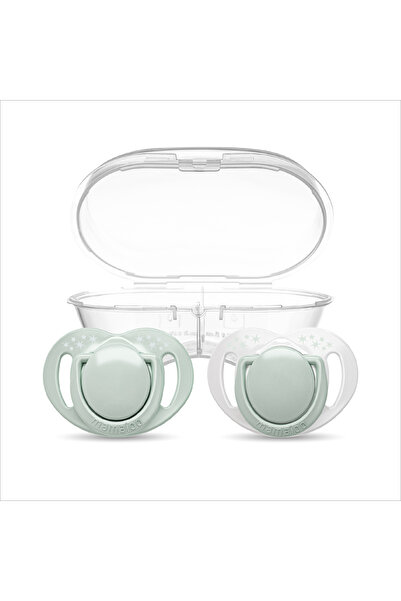 Mamajoo Powder Green Desenli 2'li Silikon Ortodontik Yalancı Emzik 0 Ay + (kutulu)