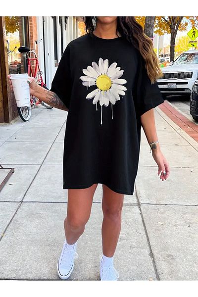 Pink Sky Plus Size Women's Short Sleeve Crew Neck T-Shirt Dress Nightgown