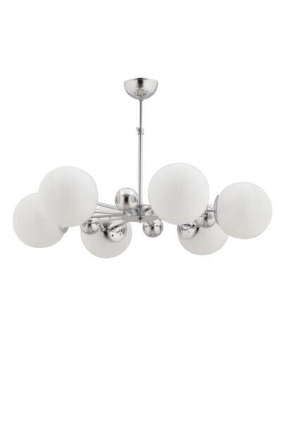 İstanbul Avize İstanbul Avize Nairobi 6'lı Gümüş Kasa Beyaz Glop Camlı Avize