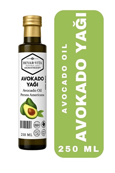 BEYARVİTA Avokado Yağı 250 ml – Soğuk Sıkım – %100 Doğal Ve Saf – Katkısız – Cam Şişe