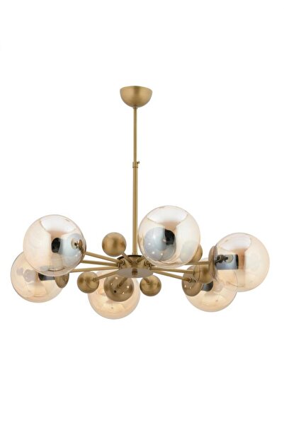 İstanbul Avize İstanbul Avize Nairobi 6'lı Eskitme Kasa Sarı Glop Camlı Avize