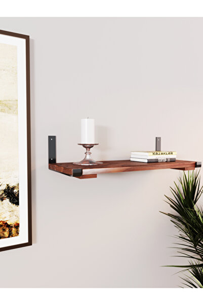 The N Wood Mls Tekli Ahşap Duvar Rafı 50x24 (CEVİZ RENK)