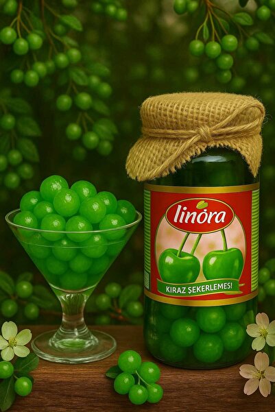 LİNORA Yeşil Kiraz Şekerleme Kavanoz 500gr