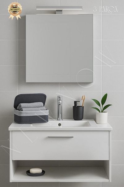 NEWNOW Set de 3 coșuri de depozitare pentru baie și interior SoftLines cu capac din bambus