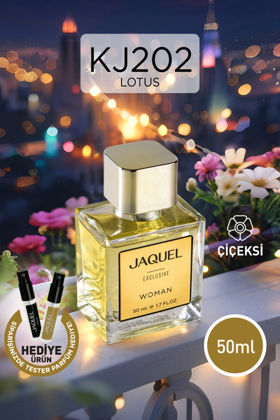 JAQUEL KJ202 Exclusive Kadın Parfüm 50ml, Çiçeksi – Paçuli, Sümbül, Limon, Ya...