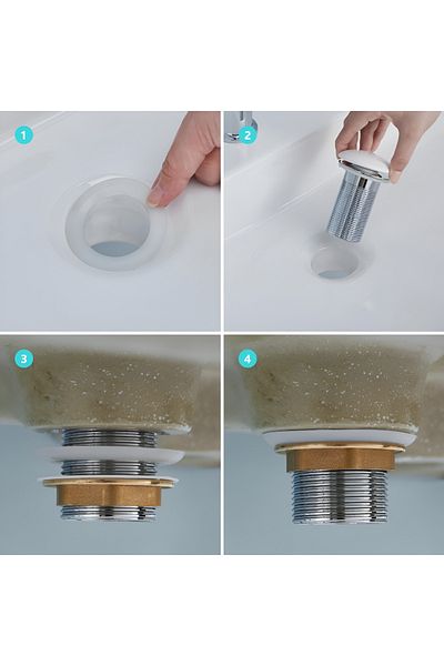 BiXXBi Premium White Basin Faucet, Pop-Up, For Basin Without Overflow, Stainless Steel and Brass